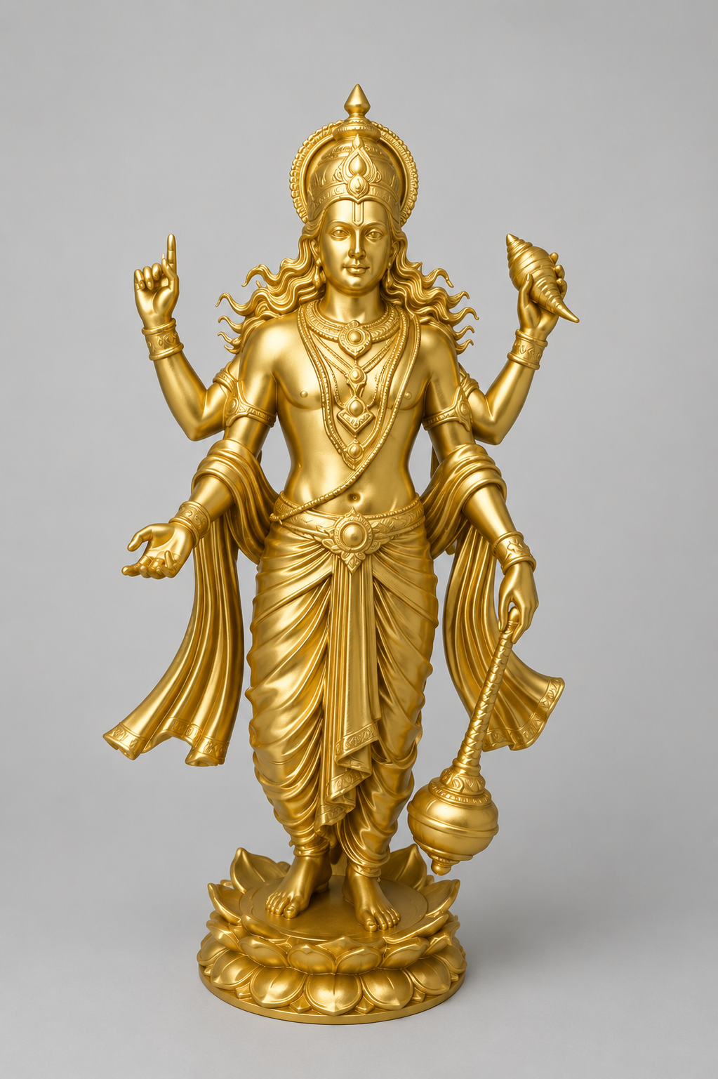Vishnu Bhagwan On Flawer Base 3D Model (5 Inch)